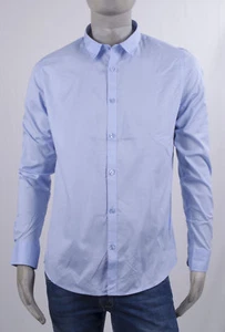 CAMICIA MARKUP COTONE STRETCH SLIM FIT CELESTE UNITA COLLO MORBIDO - Foto 1 di 4