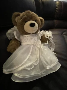 EUC Build A Bear Workshop 16 Inch Bearemy White Sparkle Dress Wedding Princess  - Picture 1 of 2