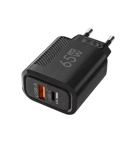GaN-Chargeur USB Type C à Charge Rapide, 65W, Adaptateur Mural EUROPE NOIR - Photo 1/6