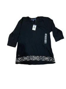 NUEVO CON ETIQUETAS Gilrs Ralph Lauren etiqueta azul negro punto camiseta con lentejuelas plateadas 12 14 - Imagen 1 de 4