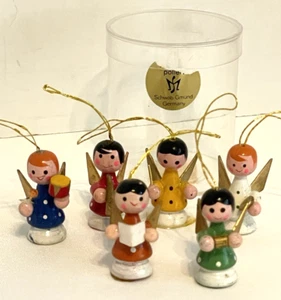 Schwab Gmund Germany 6 Miniatur Engel Holz Ornamente 1,25 cm groß - Bild 1 von 15