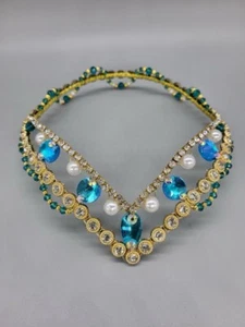 Professional Ballet Headpiece Tiara Gold Blue Arabian Le Corsaire Child Adult OS - Picture 1 of 5