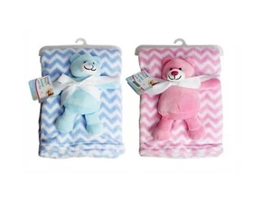 2 x Morbide Coperte Neonato con Orsetto Coccoloso Bambina Ragazzo Carrozzina Culla Mosè Cesto Rosa - Foto 1 di 4