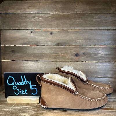 Novo sem caixa Mocassins Femininos Quoddy Dorm Boot Tan Pele de Carneiro Tornozelo Tamanho 5 - Imagem 1 de 4