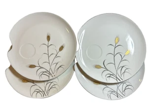 L & M Gold and Silver Wheat Fine China, Luncheon China Plates Vintage Set of 4 - Picture 1 of 5