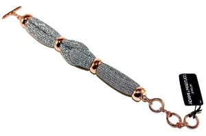Adami and Martucci Twisted Soft Silver Mesh Bracelet With Rose Gold Round Cuffs - Picture 1 of 1