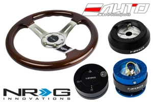 NRG 330 BR Wood CH S Steering Wheel 1.5" Deep/160 Hub/2.0 Blue Release/Lock Matt - Picture 1 of 5