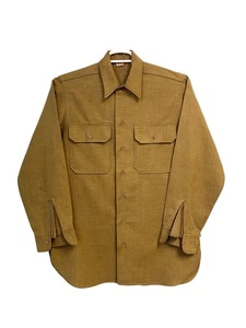 Vintage 40s WW2 US Army Wool Button Up Field Utility Shirt Mens Large Gas Flap - Picture 1 of 15