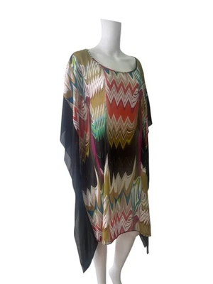 Peacocks Limited Edition Beach Dress One Size Womens Black Mix Kaftan Cover Up - Image 1 of 4