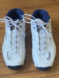 Men's Vintage VTG 1999 Nike White Blue Leather Air Flight Sneakers Size 14 - Picture 1 of 5