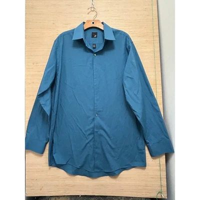 Camisa de vestir J Ferrar calce moderno manga larga abotonada azul verdoso talla grande Foto 1 de 4