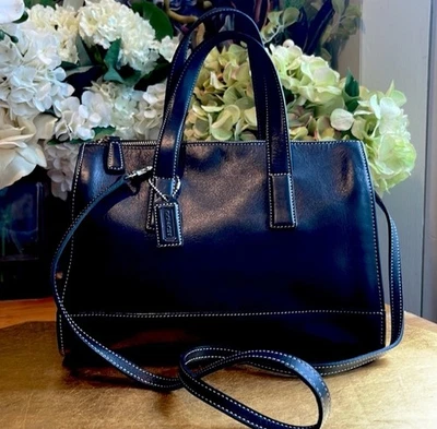 Coach Hamptons Black Leather Duffle Doctor Tote Bag Satchel Vintage Rare # 7791 - Image 1 of 4