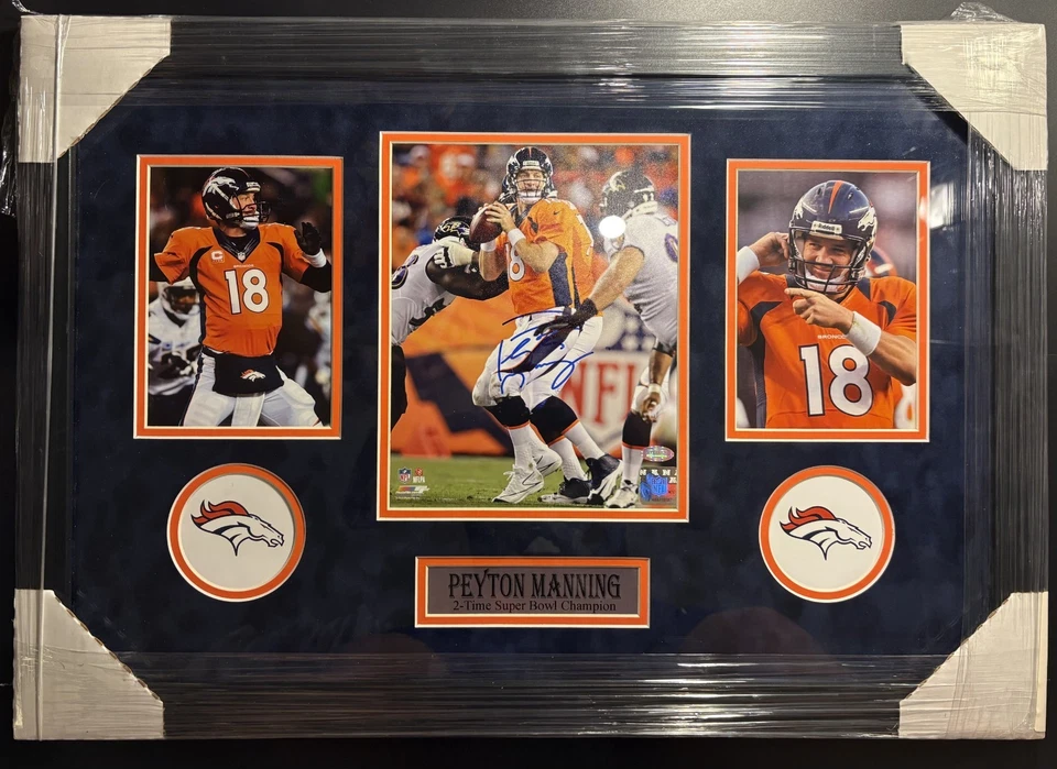 Peyton Manning firmado 18x26 enmarcado 2 veces campeón del Superbowl con certificado de autenticidad Steiner🔥 Foto 1 de 3