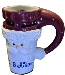Taza de 6” de cerámica de viaje de Santa con tapa té de Navidad café chocolate caliente “Creo” - Imagen 1 de 13