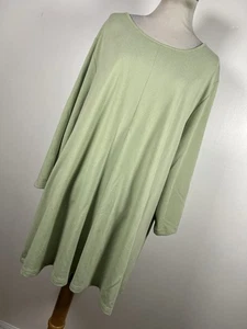 D&Co Denim & Co 3X Shirt Top Green Lightweight Knit Tunic Scoop Neck Woman H4 - Picture 1 of 6