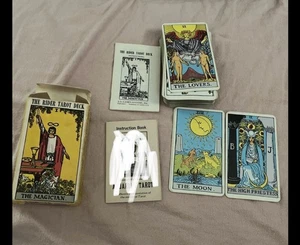 Vintage 1971 The Rider Waite Tarot Deck Der Magier 78 Karten mit Anleitung - Bild 1 von 5