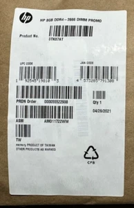 NEW HP - 3TK87AT 8GB (1x8GB) 2666MHz 288-Pin DIMM DDR4 Ram Module -Sealed - Picture 1 of 2