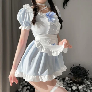 Japanese Ladies  Ruffle Lolita Dress Short Cute Sexy Maid Costume Cosplay Dress - Picture 1 of 18