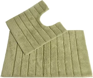 Lujo Peinado Costilla de Algodón Diseño Baño y Pedestal Set en Verde Salvia - Imagen 1 de 1