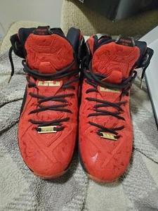 Nike LeBron James 12 Xii Ext Red Paisley Kings Cloak size 11.5 - Picture 1 of 6