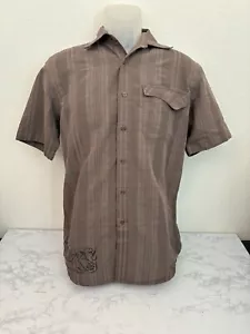 Camicia uomo Hard Rock Cafe San Antonio S con bottoni marrone a quadri manica corta B2 - Foto 1 di 6