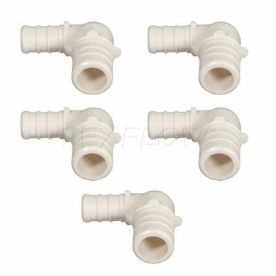 PEXFLOW 3/4"-1"in Plastic PEX Poly Alloy 90 Degree Elbow Barb Hose Pipe Fitting (5 Pack)
