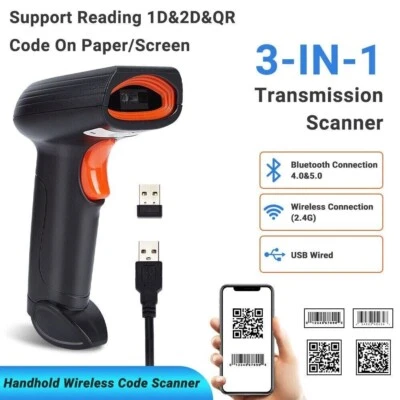 Barcode Scanner Wireless schnelles und präzises Scannen Bluetooth 1D/2D QR Code - Bild 1 von 4