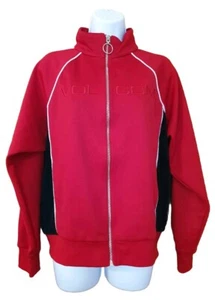 Volcom Red Full Zip Track Jacket UK 12 Athleisure Black/White Trim Embroidered - Picture 1 of 17