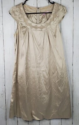 CALYPSO ST BARTH 100% Silk Light Gold Dress Short Cap Sleeve Women's Small GUC - Image 1 of 4
