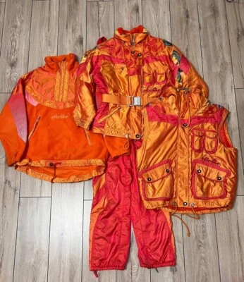 Mujeres Ellesse 4 Piezas Vintage Esquí Nieve Invierno Traje L-XL Chaqueta Pantalones Polar US12 Foto 1 de 4