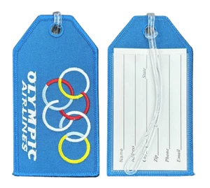 13050 OLYMPIC AIRLINES GREECE AIRLINE AVIATION EMBROIDERED LUGGAGE BAG TAG - Picture 1 of 1