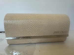 Jimmy Choo Ivory Snakeskin Hardshell Eyeglass Medium Case w/Cloth $30 NEW #1 - Picture 1 of 5