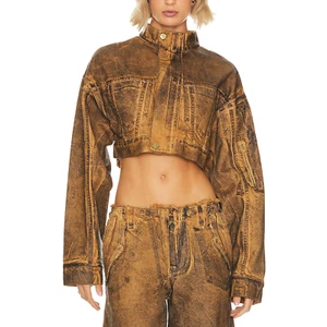 H:Ours 'Anaisa' Brown Oversized Cropped Jacket Size L - NWT - Picture 1 of 4