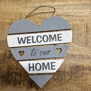 ‘Welcome To Our Home’ Grey & White Hanging Sign RRP £7.99 - Picture 1 of 4