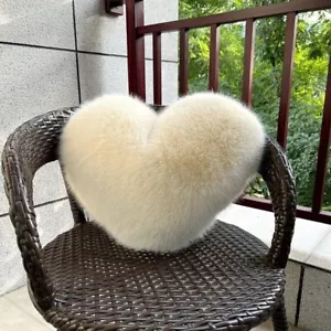 Heart-Shaped Plush Fur Pillow - Soft Cushion for Sofa Bed & Wedding Decor 12x16 - Picture 1 of 12