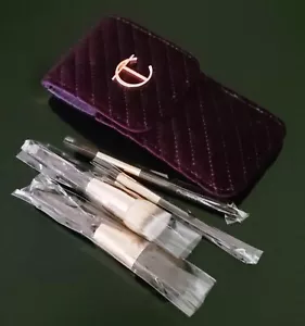 Charlotte Tilbury Magic 4 Pcs Travel Size Makeup Brush Set + Purple Velvet Pouch - Picture 1 of 24