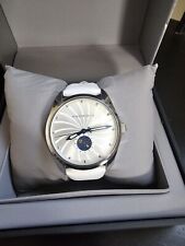 Android AD484 Mens Watch Mulitfunction Movement White Face White Leather Band