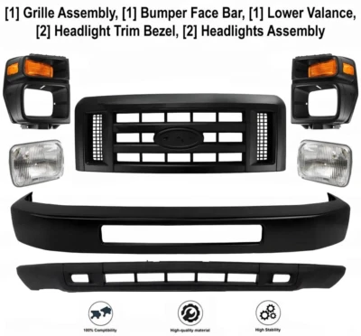 Kit de parachoques delantero cebado para Ford E-150 E-250 2008-2019 | E-350 E-450 Super Duty Foto 1 de 4