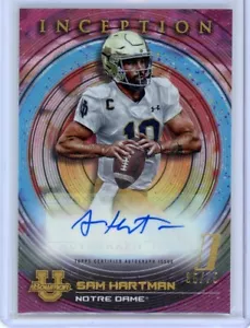2022-23 BOWMAN UNIVERSITY INCEPTION AUTO FUCHSIA FOIL SAM HARTMAN /75 NOTRE DAME - Picture 1 of 2
