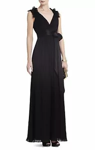 NEU BCBGMAXAZRIA SCHWARZ TOREY V-AUSSCHNITT LANGES KLEID LUB6N961/L82A GRÖSSE 6 - Bild 1 von 2