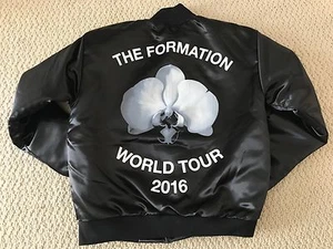 New Beyonce Formation World Tour Merch Orchid Black Satin Bomber Jacket Sz S - Picture 1 of 12