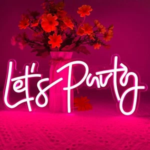 Let's Party Neon Signs LED Decorative Party Neon Lights for Bachelorette Party - Picture 1 of 9