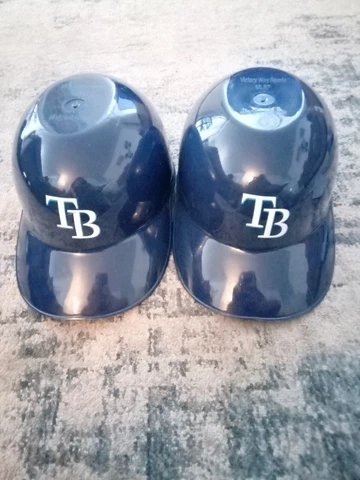 Pair of Tampa Bay Rays Plastic Batting Helmet Bowl from Tropicana Field Cover