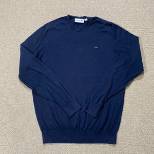 Lacoste Jumper Mens Size 3 Small Navy Blue Cotton Fine Knit Sweater - Picture 1 of 12