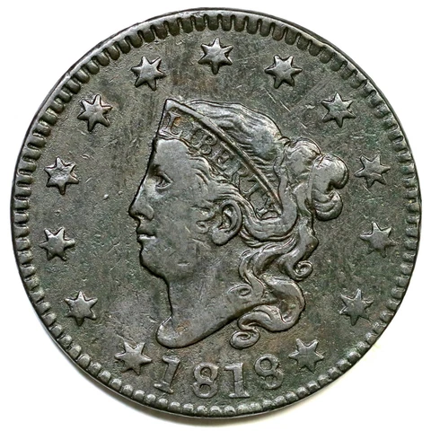1818 N-3 R-3 Matron or Coronet Head Large Cent Coin 1c Cover