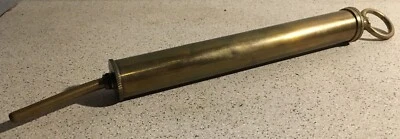 Ancienne seringue poussoir en laiton old brass syringe alte Spritze aus Messing - Photo 1/3