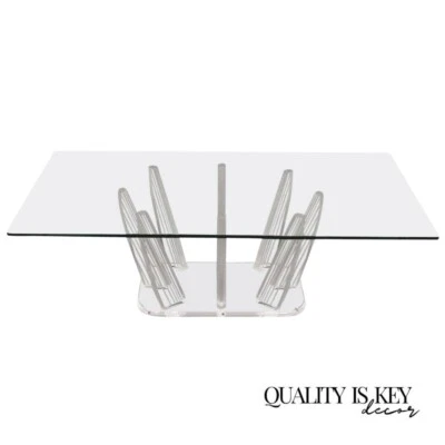 中世纪现代雕塑露西特和玻璃长方形“手指”咖啡桌 — 第 1/4 张图片