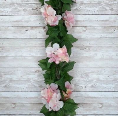 Flower Garland Pink Hydrangea Floral 52 Inch Faux Flowers - Image 1 of 3