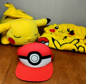 Pokémon Youth 14/16 Large Pikachu One Piece Hoodie Pajama Sleepwear Costume - Picture 1 of 11