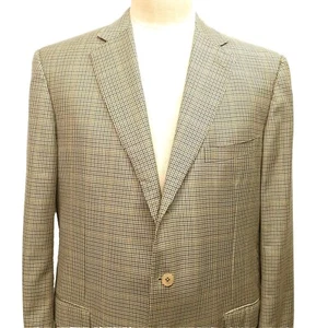 Ermenegildo Zegna US 46 Long EU 58 Blazer Sport Coat Yellow Blue Plaid Wool - Picture 1 of 10